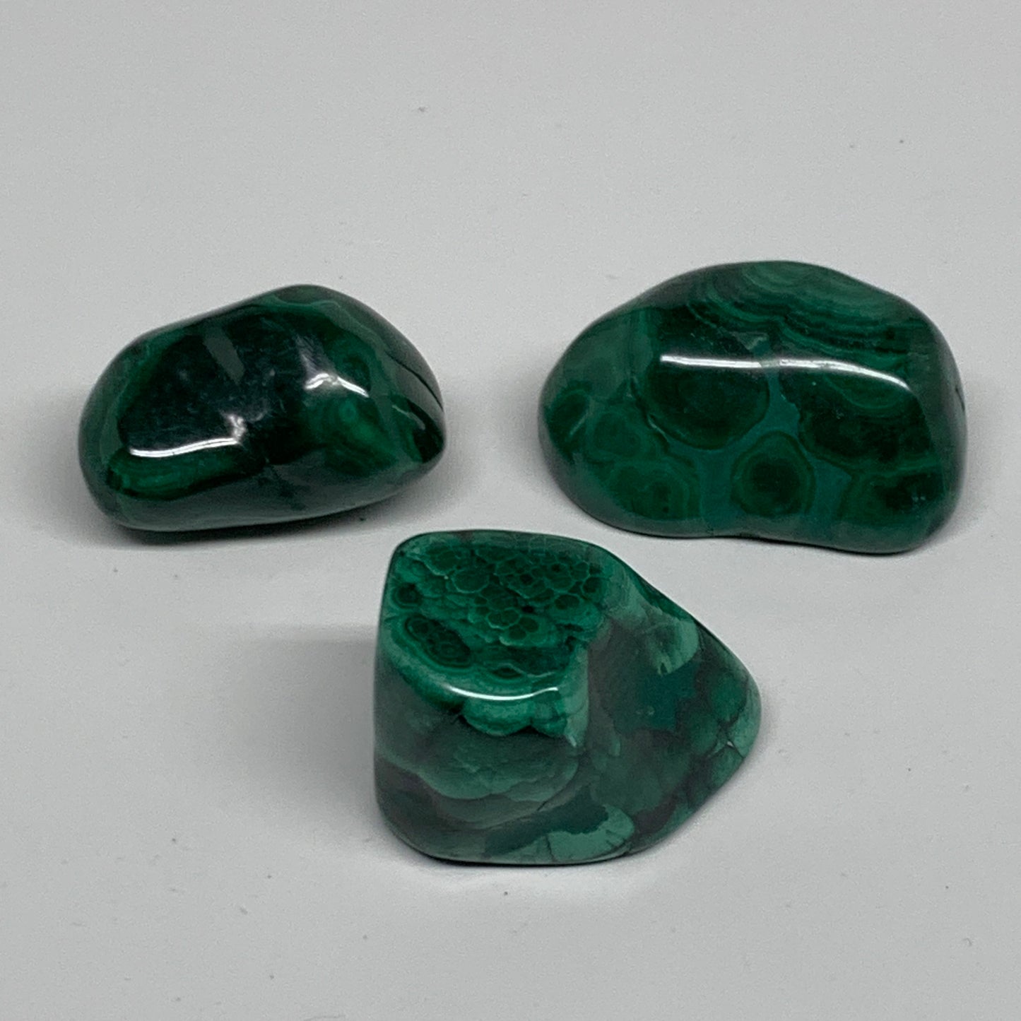 174.2g, 1.6"-1.9", 3pcs, Natural Small Malachite Tumbled Polished, B32830