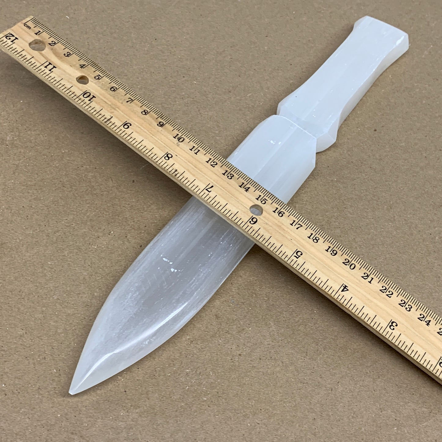 332g, 11.5"x1.6"x0.7", Natural Selenite Crystal Dagger (Satin Spar), B36230