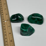 174.2g, 1.6"-1.9", 3pcs, Natural Small Malachite Tumbled Polished, B32830