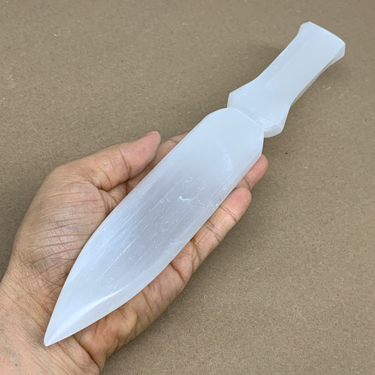 283g, 11.5"x1.6"x0.6", Natural Selenite Crystal Dagger (Satin Spar), B36231