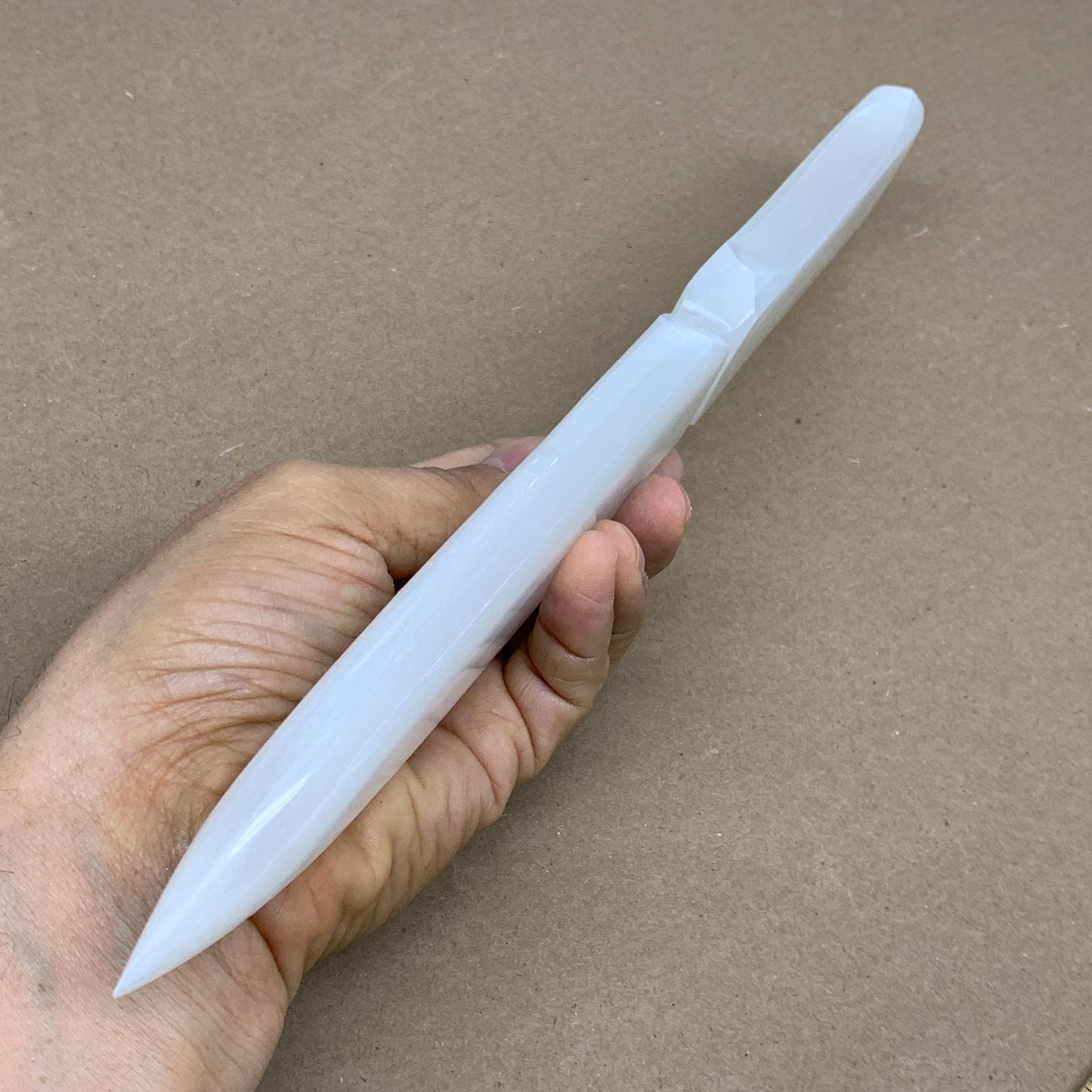 283g, 11.5"x1.6"x0.6", Natural Selenite Crystal Dagger (Satin Spar), B36231