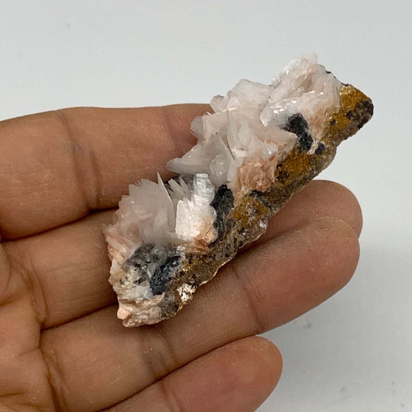 42.9g, 2.5"x0.8"x0.8", Cerussite Galena Quartz On Barite Mineral Specimen, B33503