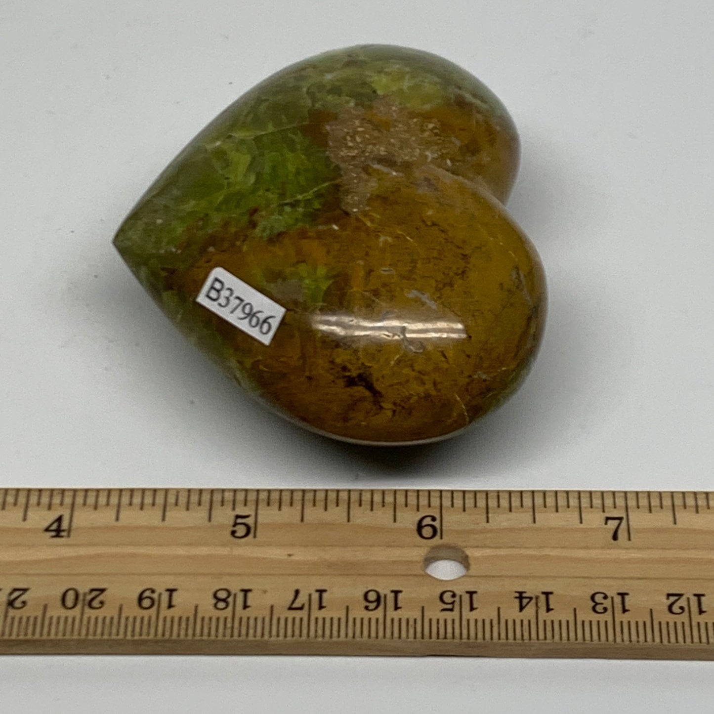 0.33 lbs, 2.5"x3"x1.3", Green Opal Heart Polished Gemstone Crystal, B37966