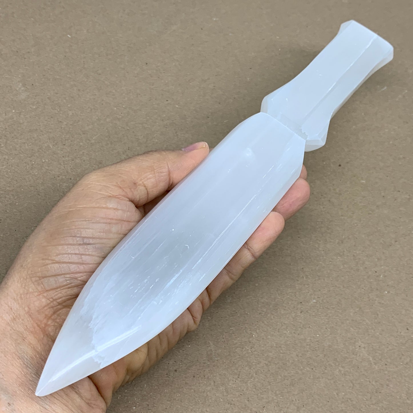 283g, 11.5"x1.6"x0.6", Natural Selenite Crystal Dagger (Satin Spar), B36231