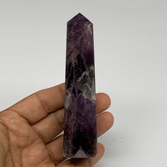 140.3g, 4.3"x1", Natural Amethyst Tower Point Obelisk @Brazil, B31521