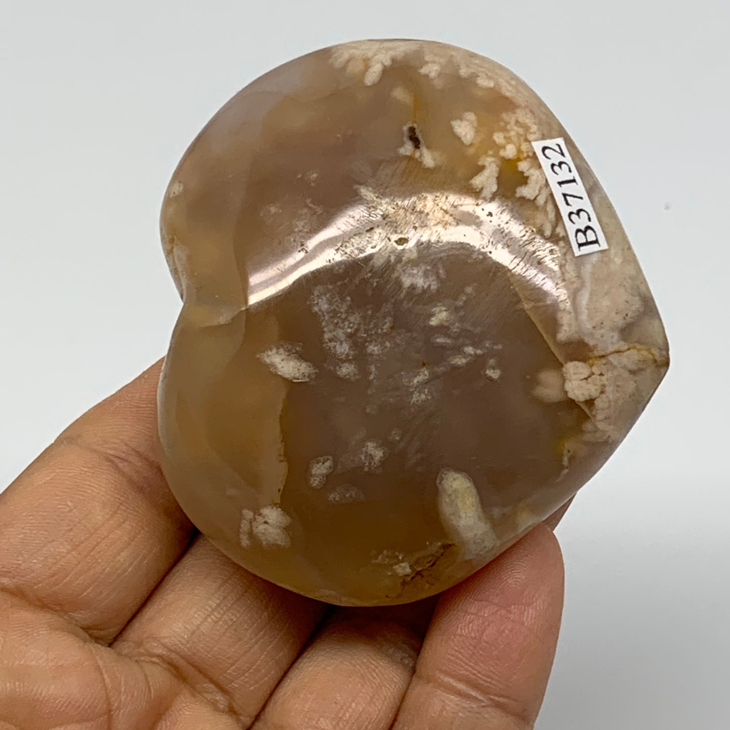 0.31 lbs, 2.3"x2.6"x1.2", Cherry Blossom Flower Agate Heart Crystal, B37132