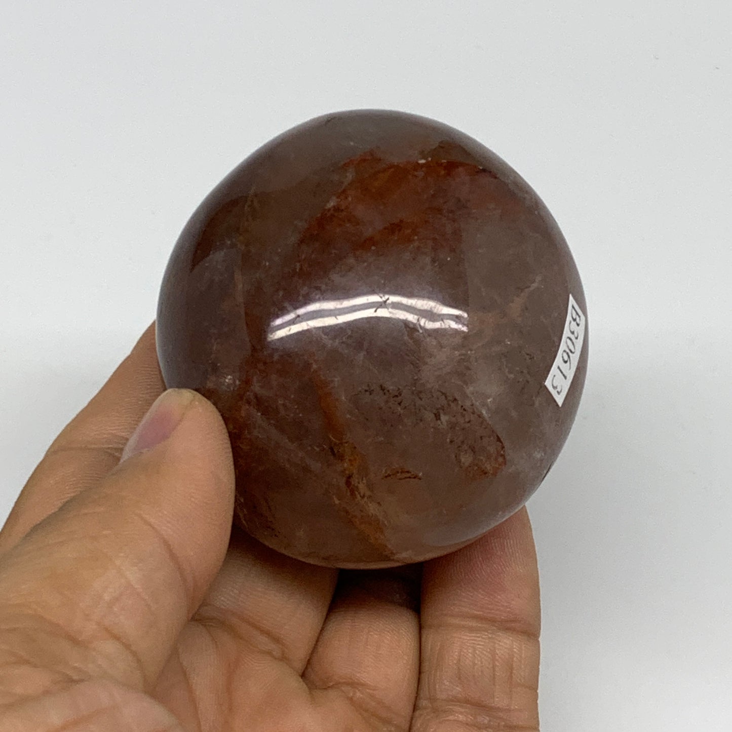 159.4g,2.3"x2"x1.4", Red Hematoid Fire Quartz Palm-Stone Crystal Polished, B3061