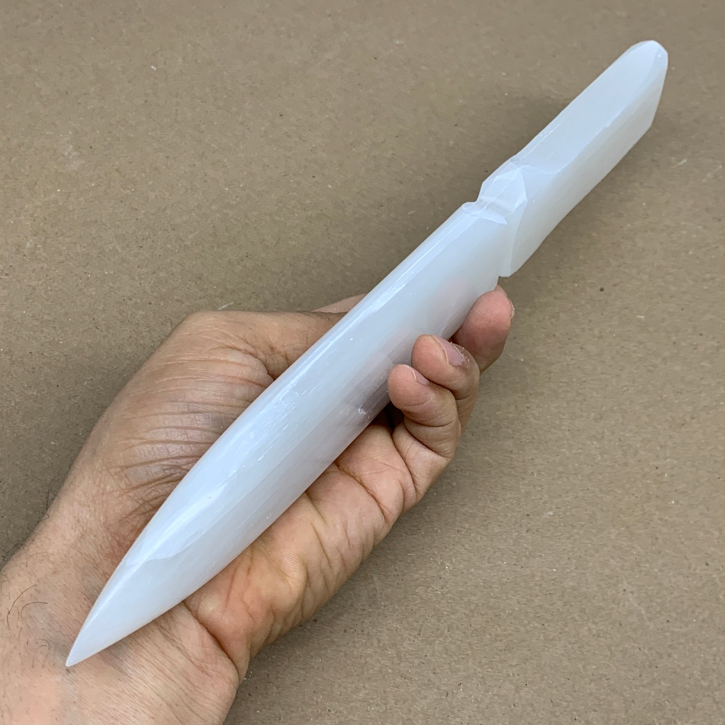 283g, 11.5"x1.6"x0.6", Natural Selenite Crystal Dagger (Satin Spar), B36231