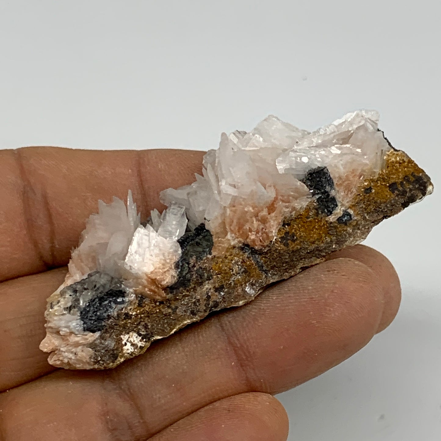 42.9g, 2.5"x0.8"x0.8", Cerussite Galena Quartz On Barite Mineral Specimen, B33503