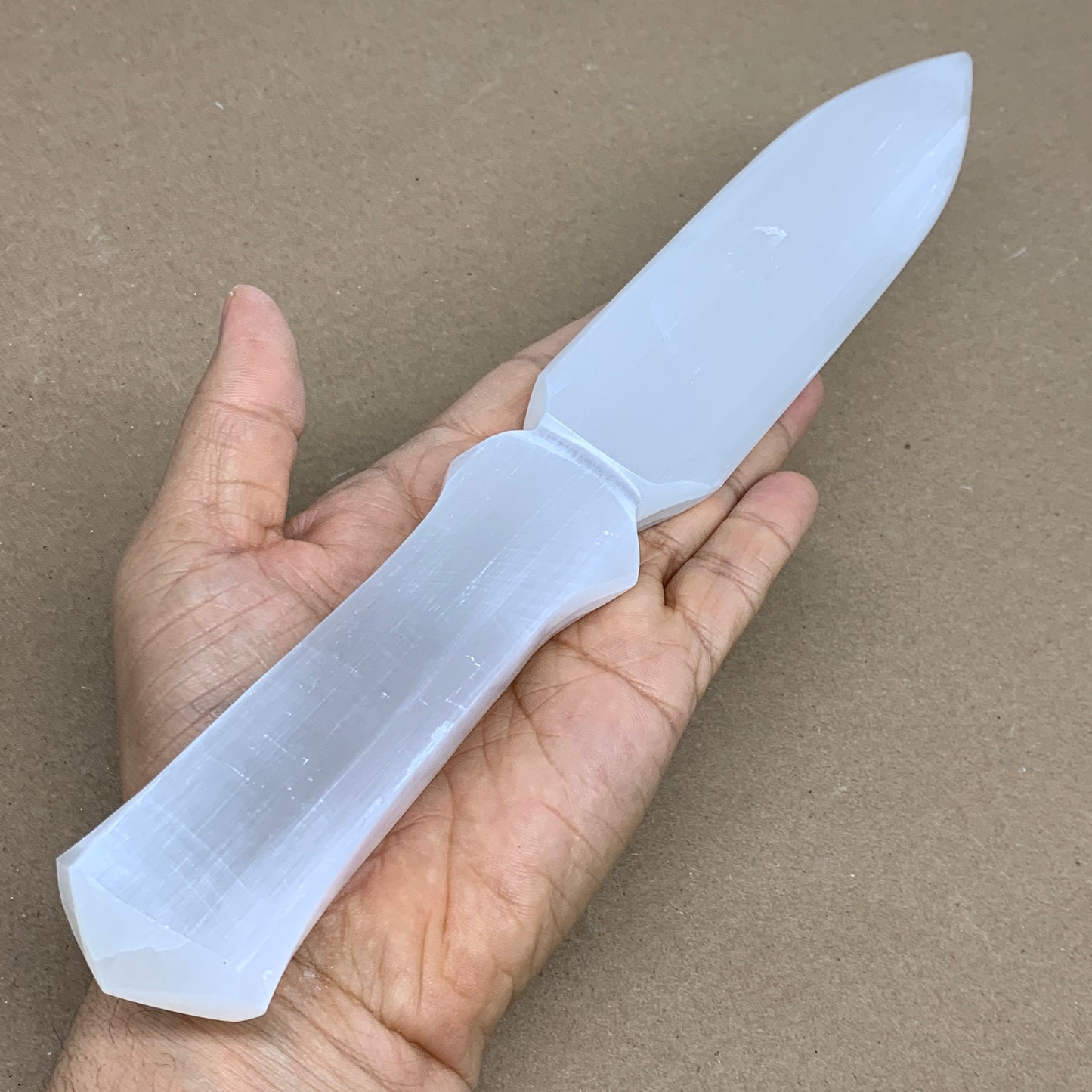 283g, 11.5"x1.6"x0.6", Natural Selenite Crystal Dagger (Satin Spar), B36231