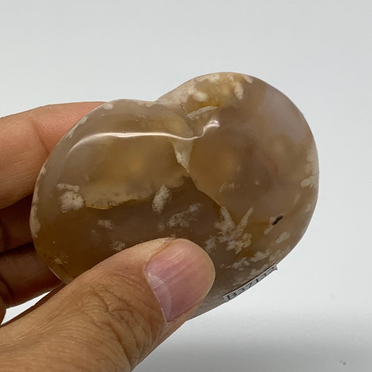 0.31 lbs, 2.3"x2.6"x1.2", Cherry Blossom Flower Agate Heart Crystal, B37132