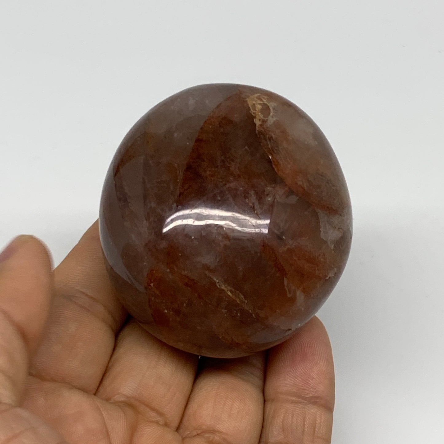 159.4g,2.3"x2"x1.4", Red Hematoid Fire Quartz Palm-Stone Crystal Polished, B3061