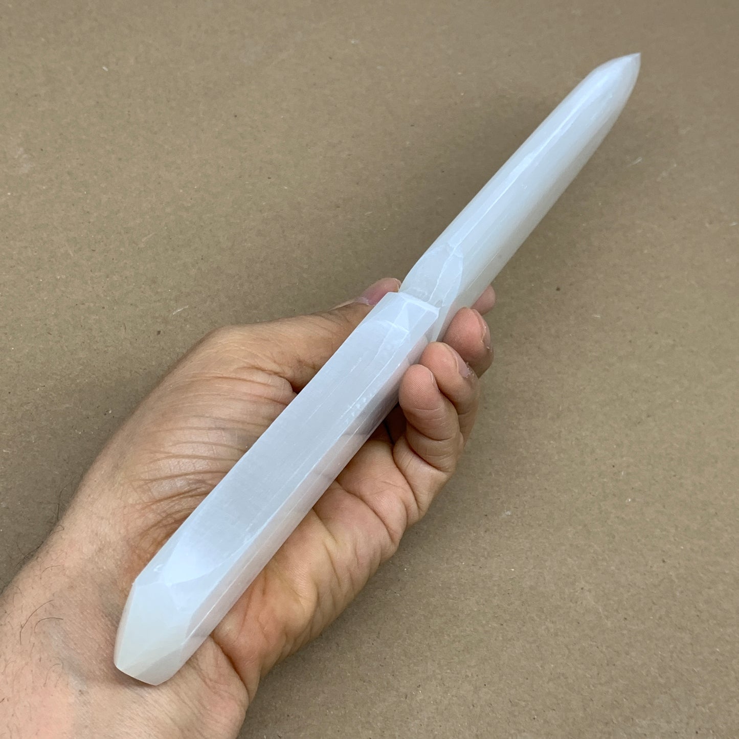 283g, 11.5"x1.6"x0.6", Natural Selenite Crystal Dagger (Satin Spar), B36231