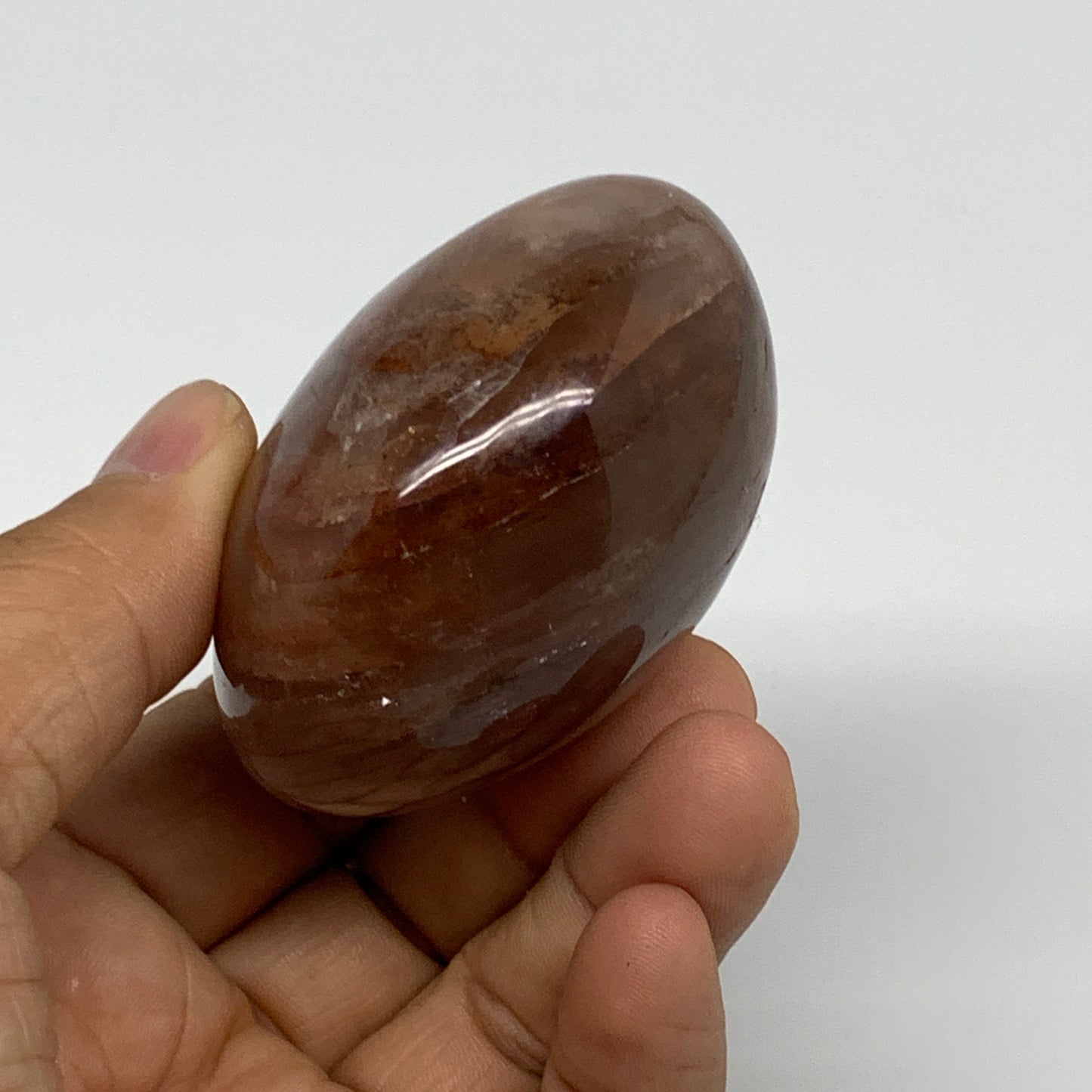 159.4g,2.3"x2"x1.4", Red Hematoid Fire Quartz Palm-Stone Crystal Polished, B3061