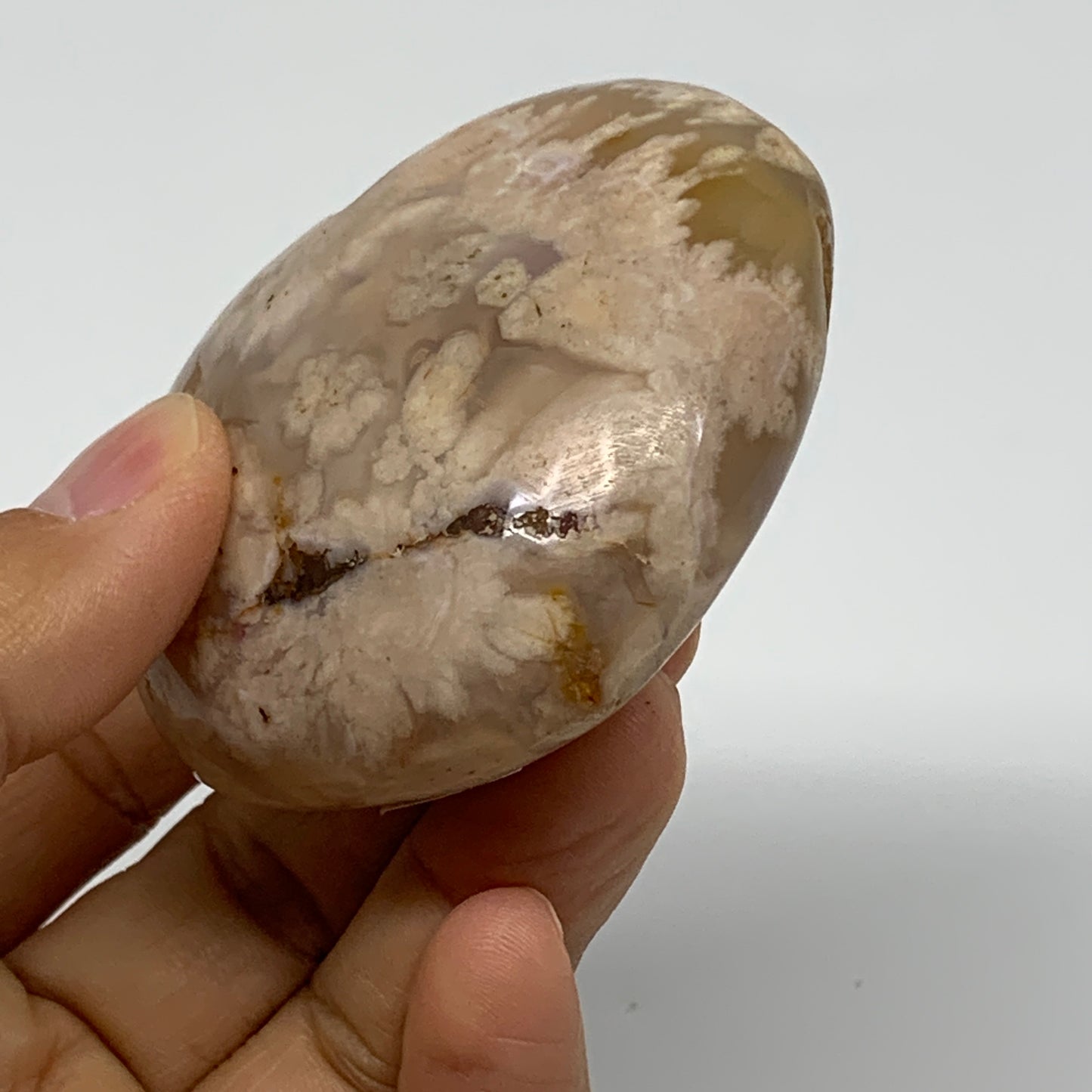 0.31 lbs, 2.3"x2.6"x1.2", Cherry Blossom Flower Agate Heart Crystal, B37132