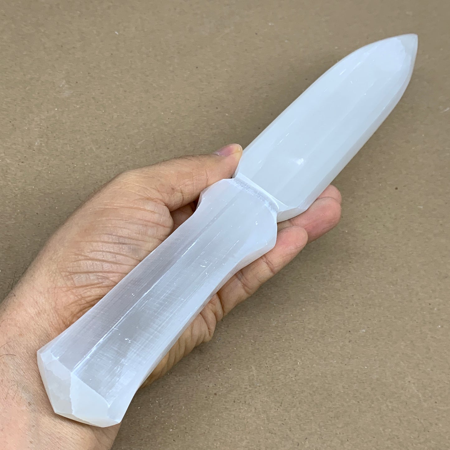 283g, 11.5"x1.6"x0.6", Natural Selenite Crystal Dagger (Satin Spar), B36231