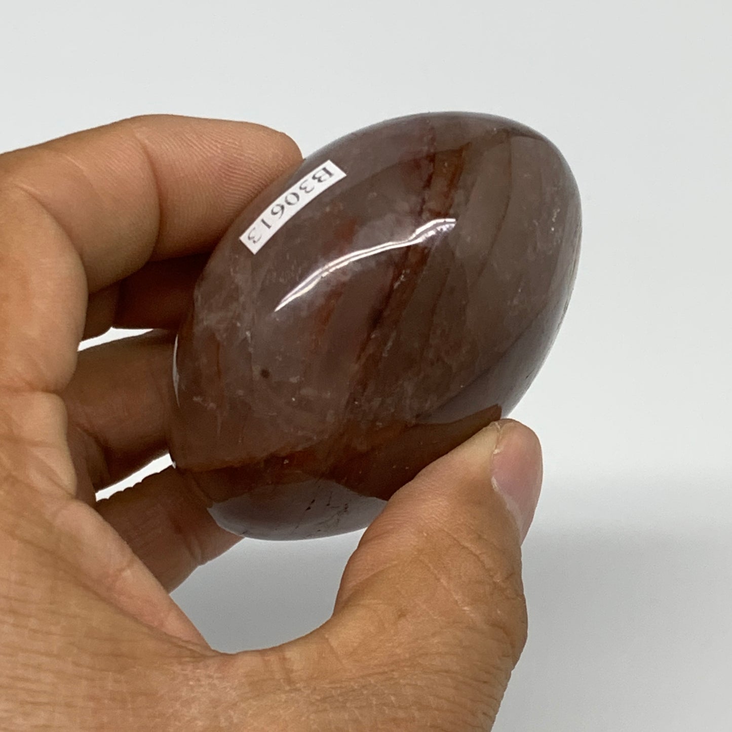 159.4g,2.3"x2"x1.4", Red Hematoid Fire Quartz Palm-Stone Crystal Polished, B3061