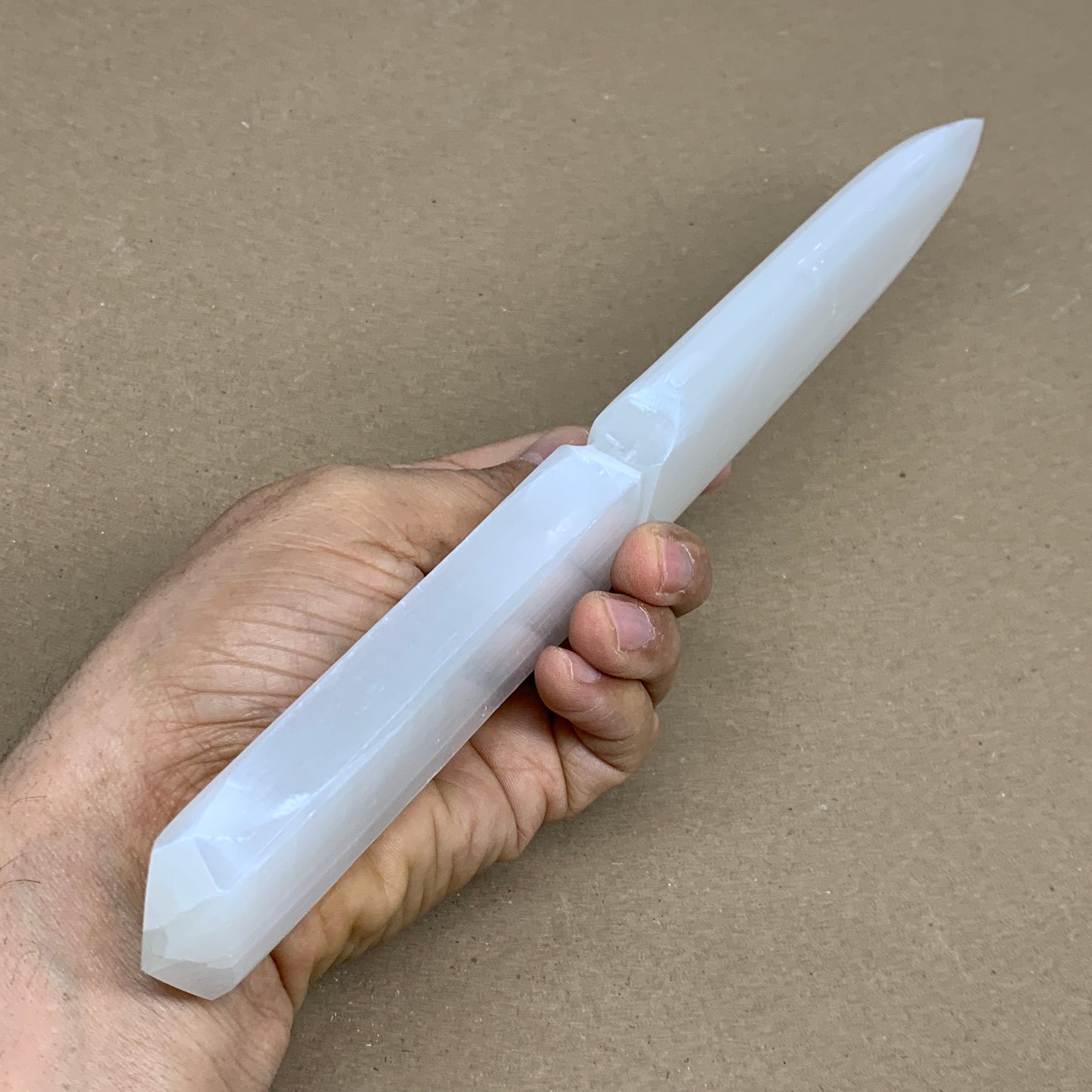 283g, 11.5"x1.6"x0.6", Natural Selenite Crystal Dagger (Satin Spar), B36231