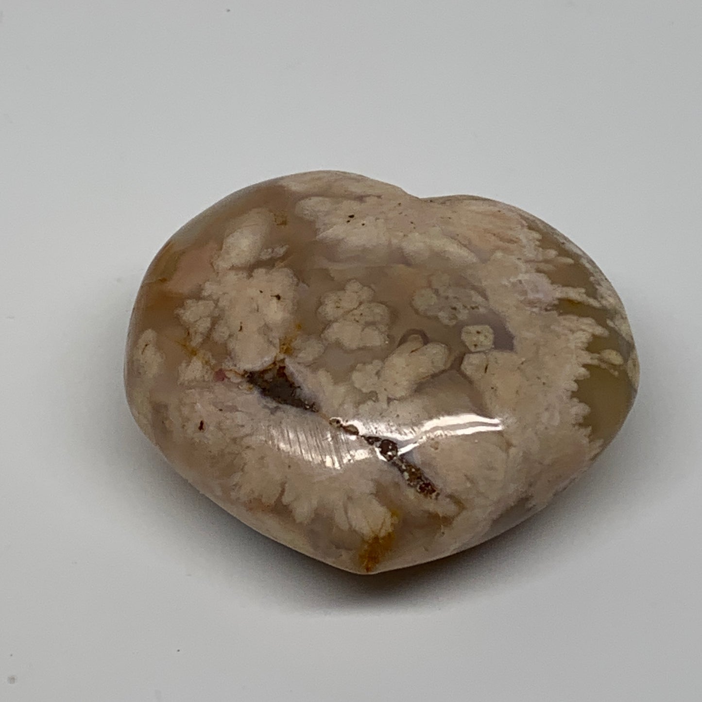 0.31 lbs, 2.3"x2.6"x1.2", Cherry Blossom Flower Agate Heart Crystal, B37132