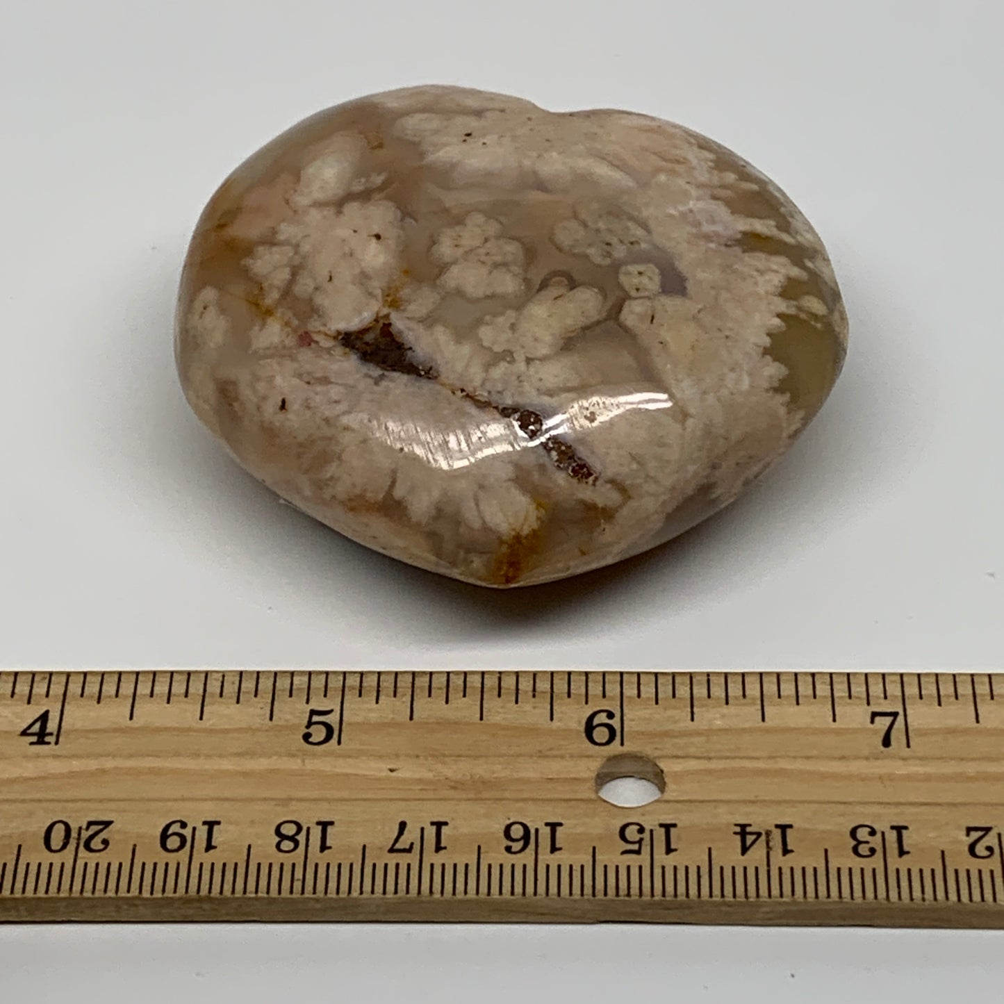 0.31 lbs, 2.3"x2.6"x1.2", Cherry Blossom Flower Agate Heart Crystal, B37132