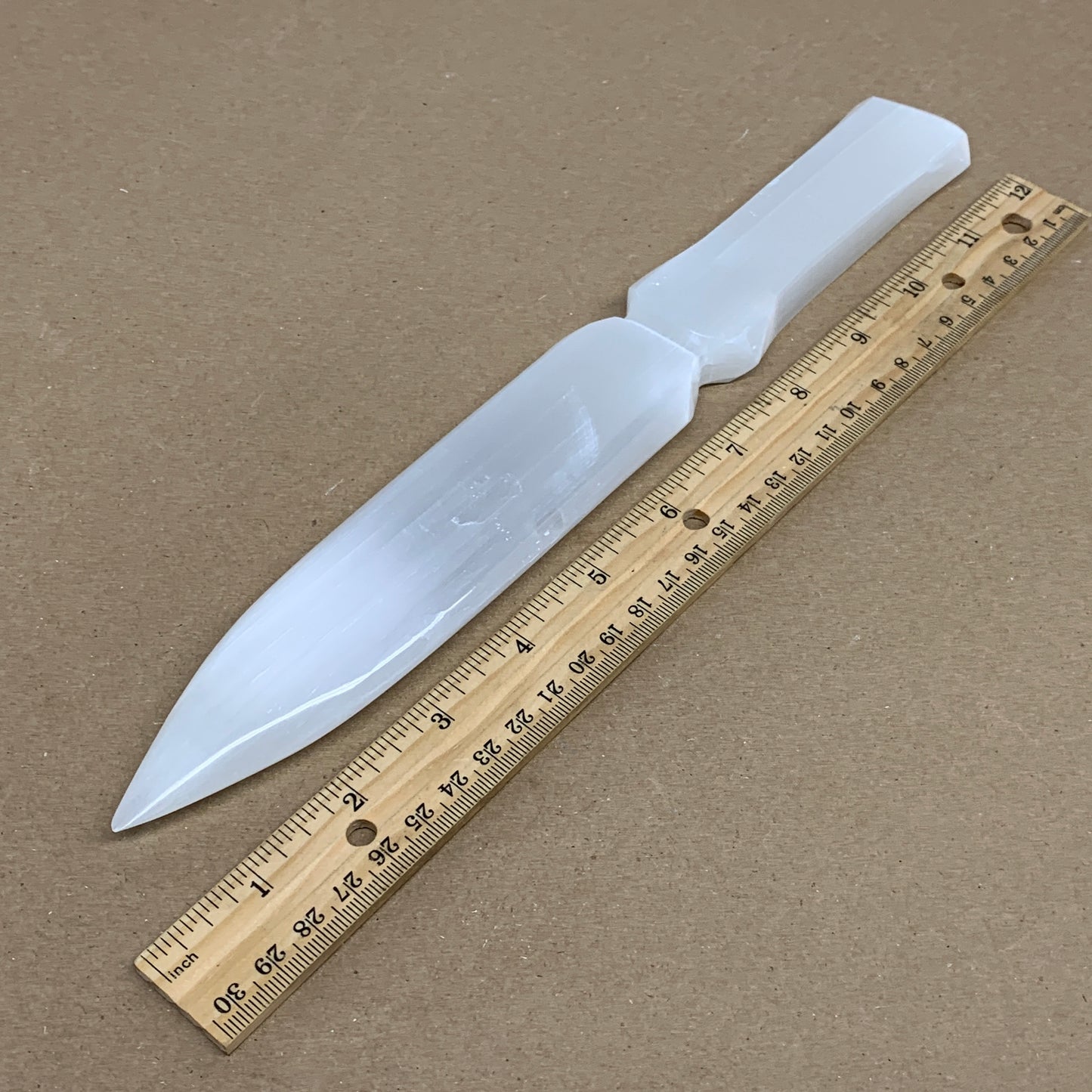 283g, 11.5"x1.6"x0.6", Natural Selenite Crystal Dagger (Satin Spar), B36231
