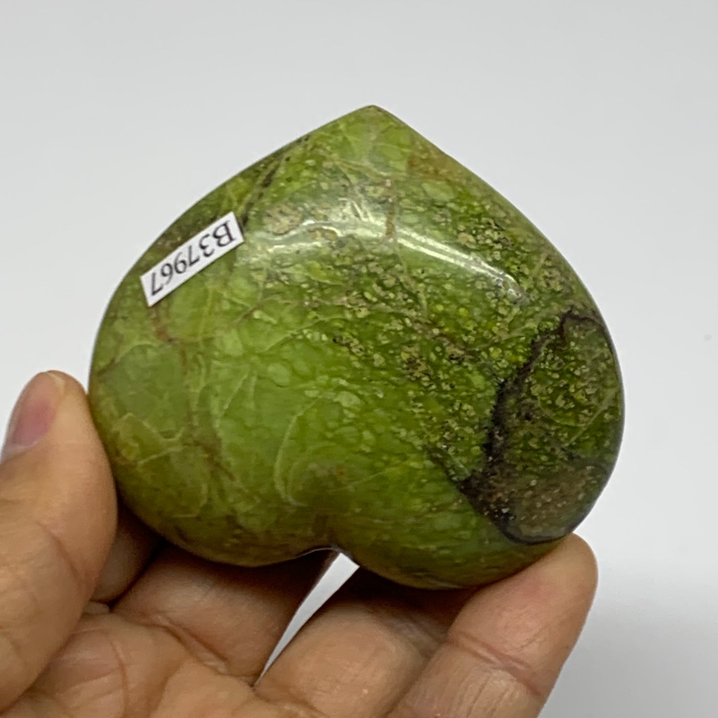 0.25 lbs, 2.3"x2.6"x1.1", Green Opal Heart Polished Gemstone Crystal, B37967