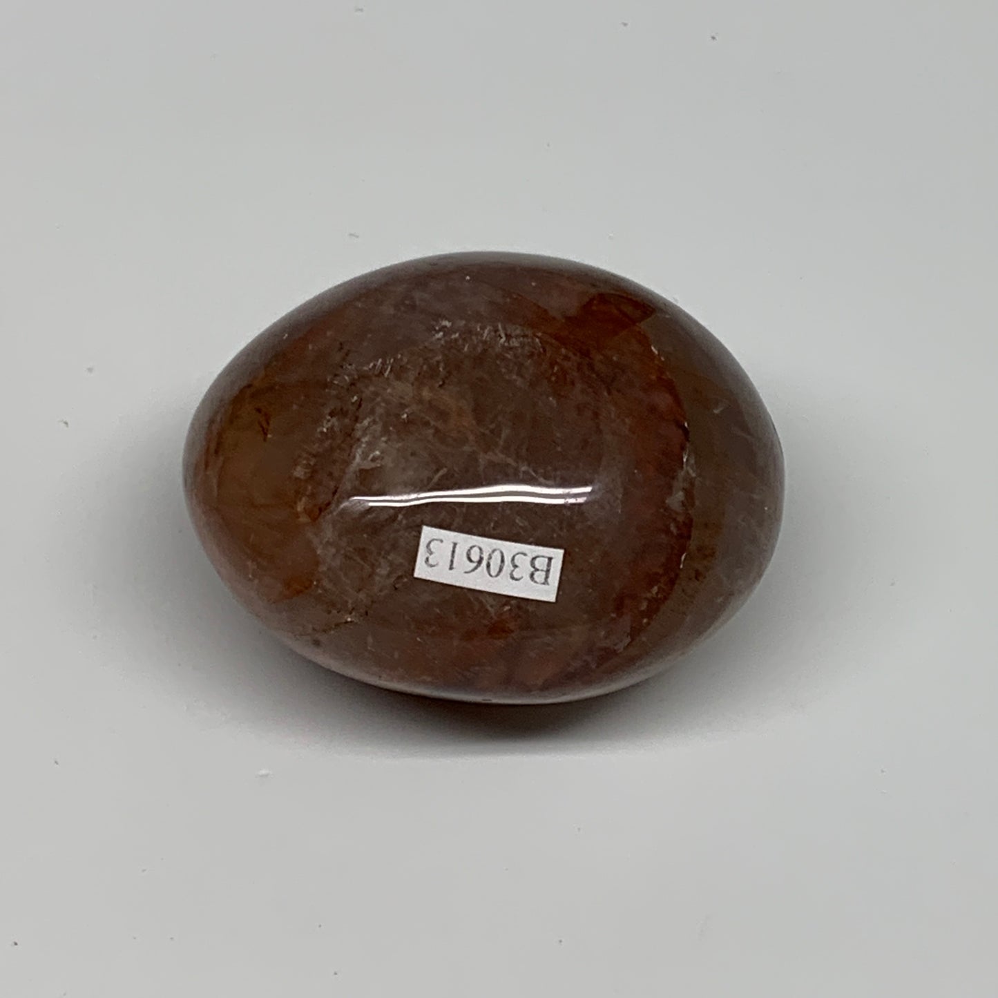 159.4g,2.3"x2"x1.4", Red Hematoid Fire Quartz Palm-Stone Crystal Polished, B3061