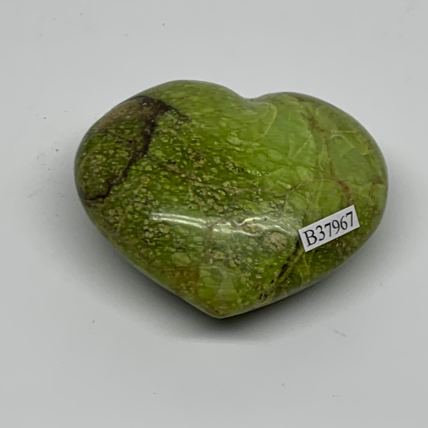 0.25 lbs, 2.3"x2.6"x1.1", Green Opal Heart Polished Gemstone Crystal, B37967