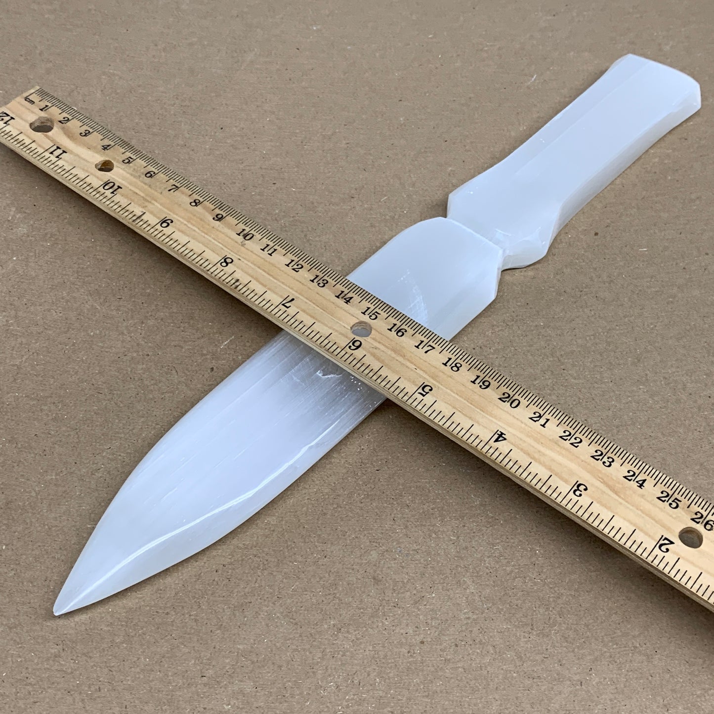 283g, 11.5"x1.6"x0.6", Natural Selenite Crystal Dagger (Satin Spar), B36231