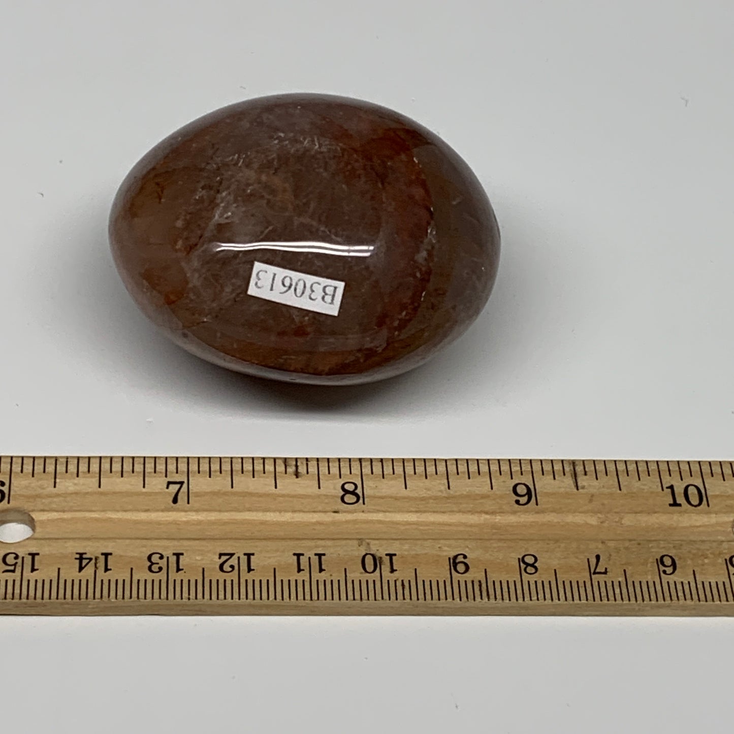 159.4g,2.3"x2"x1.4", Red Hematoid Fire Quartz Palm-Stone Crystal Polished, B3061