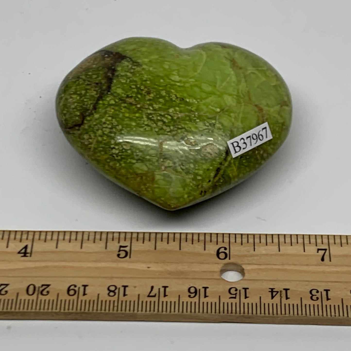 0.25 lbs, 2.3"x2.6"x1.1", Green Opal Heart Polished Gemstone Crystal, B37967