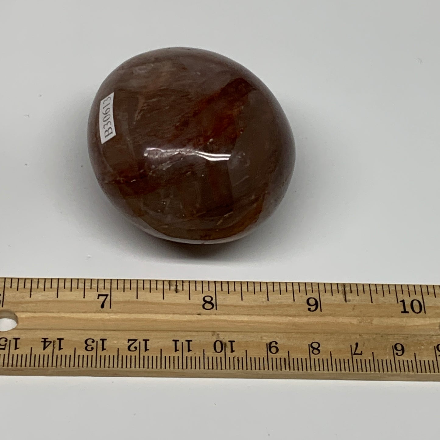 159.4g,2.3"x2"x1.4", Red Hematoid Fire Quartz Palm-Stone Crystal Polished, B3061