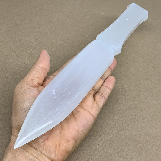 367g, 11.5"x1.6"x0.8", Natural Selenite Crystal Dagger (Satin Spar), B36232