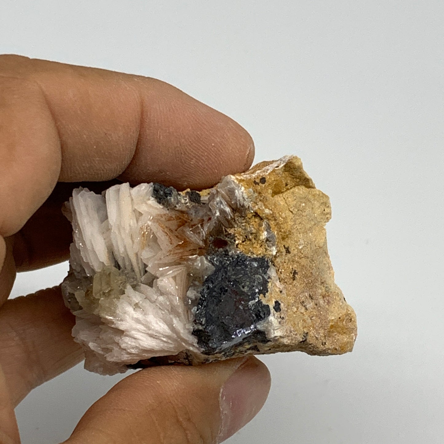 85.7g, 1.5"x1.3"x1.5", Cerussite Galena Quartz On Barite Mineral Specimen, B33504