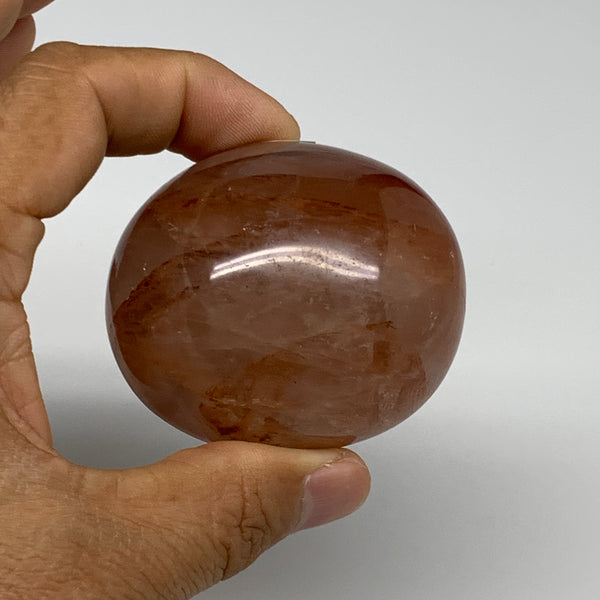 162.5g,2.3"x2"x1.5", Red Hematoid Fire Quartz Palm-Stone Crystal Polished, B3061