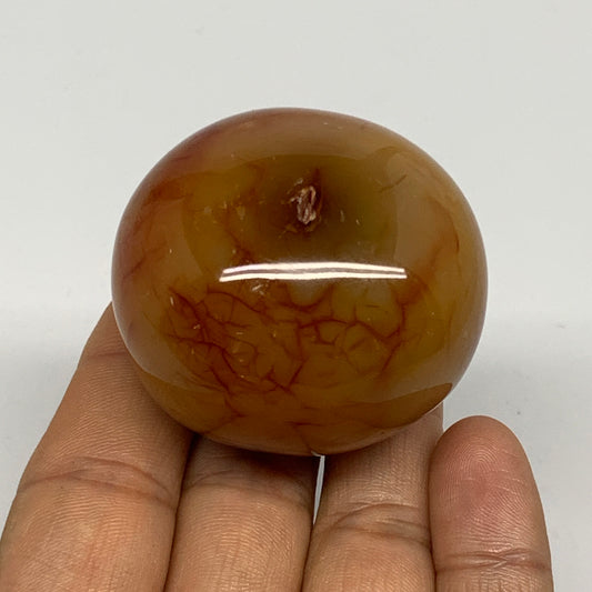 110.4g, 1.8"x1.8"x1.4", Red Carnelian Palm-Stone Gem Crystal Polished, B28452