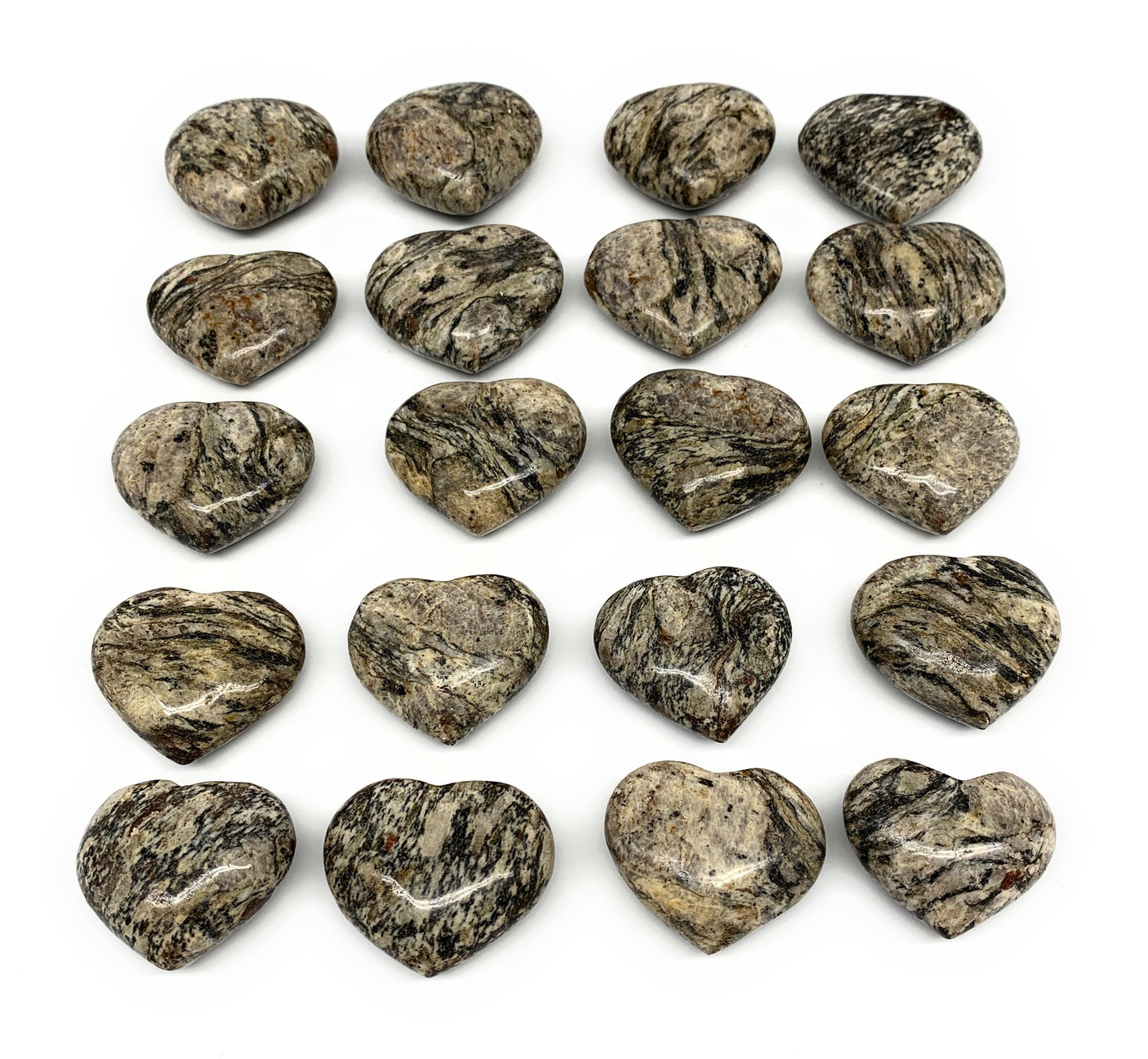 870g (1.91 lbs) , 20 pcs, 1.3"- 1.6", Wholesale Jungle Jasper Hearts, B25247