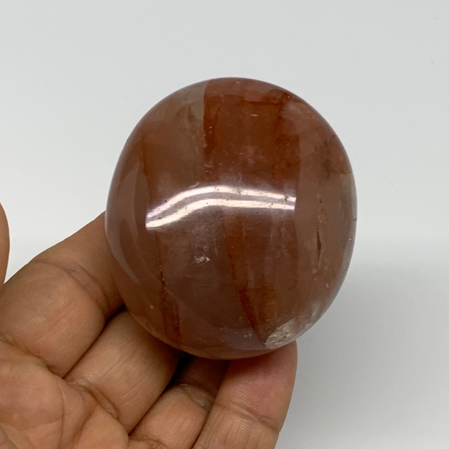 162.5g,2.3"x2"x1.5", Red Hematoid Fire Quartz Palm-Stone Crystal Polished, B3061