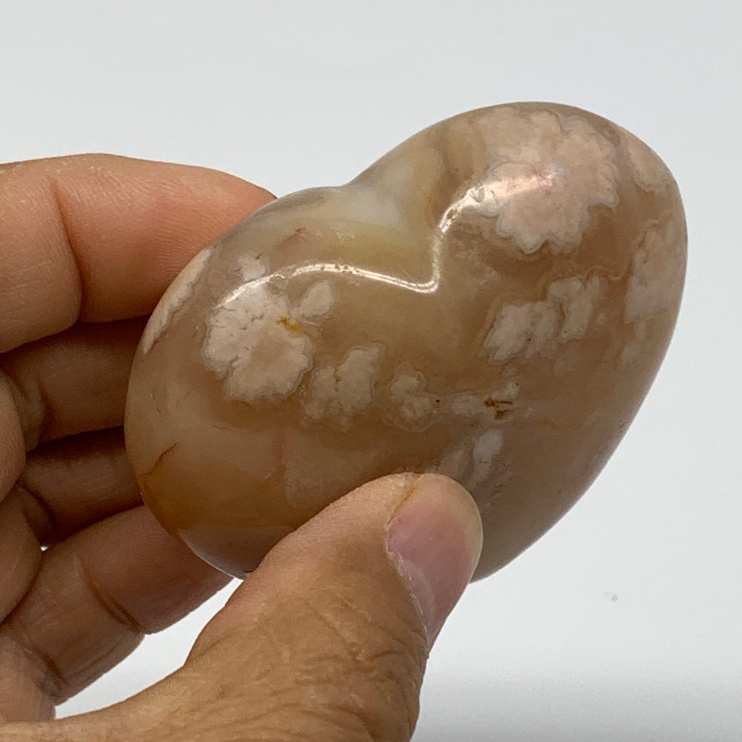 0.31 lbs, 2.2"x2.5"x1.2", Cherry Blossom Flower Agate Heart Crystal, B37133