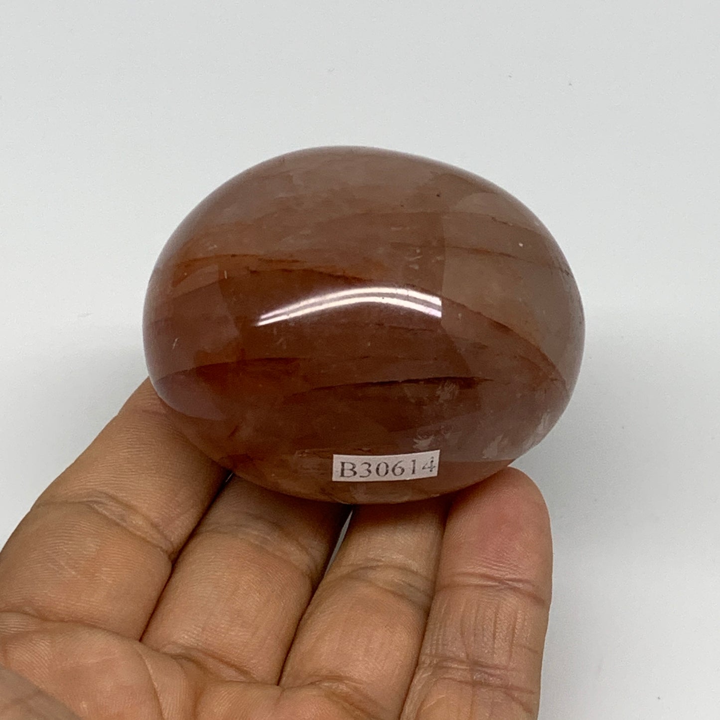 162.5g,2.3"x2"x1.5", Red Hematoid Fire Quartz Palm-Stone Crystal Polished, B3061