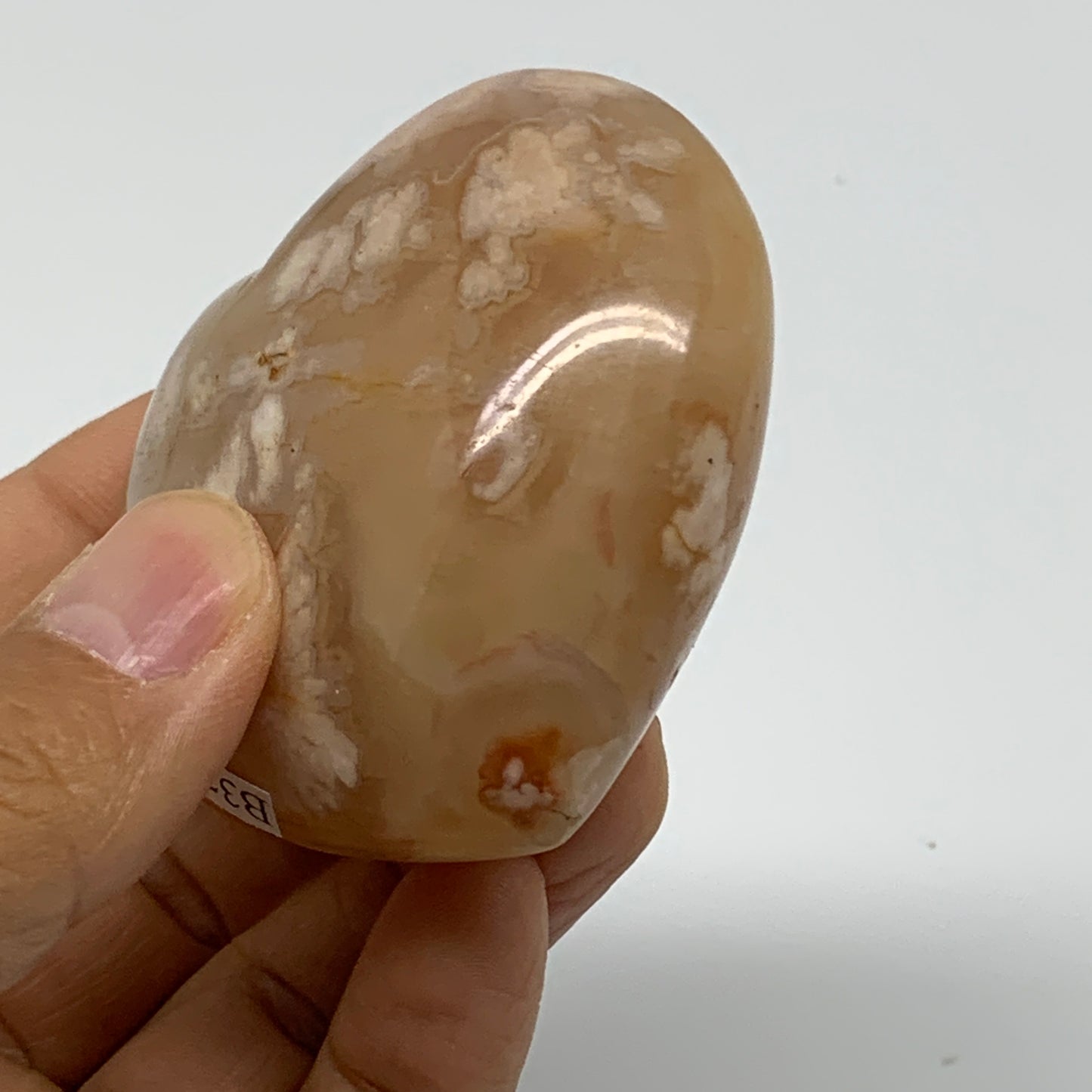 0.31 lbs, 2.2"x2.5"x1.2", Cherry Blossom Flower Agate Heart Crystal, B37133