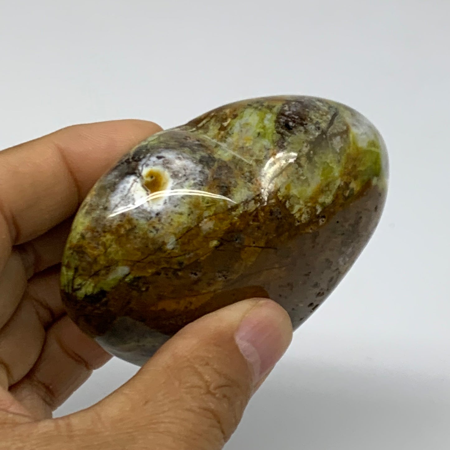 0.44 lbs, 2.5"x3"x1.4", Green Opal Heart Polished Gemstone Crystal, B37968