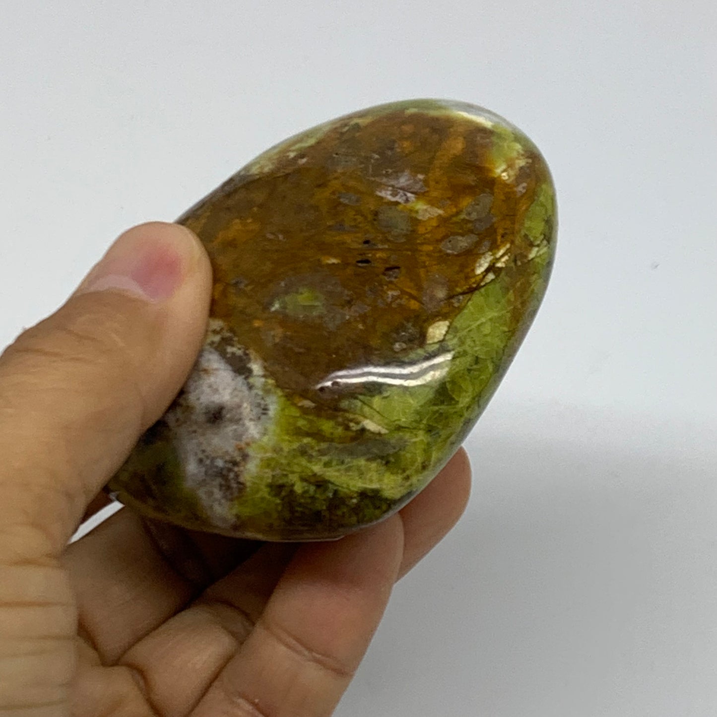 0.44 lbs, 2.5"x3"x1.4", Green Opal Heart Polished Gemstone Crystal, B37968