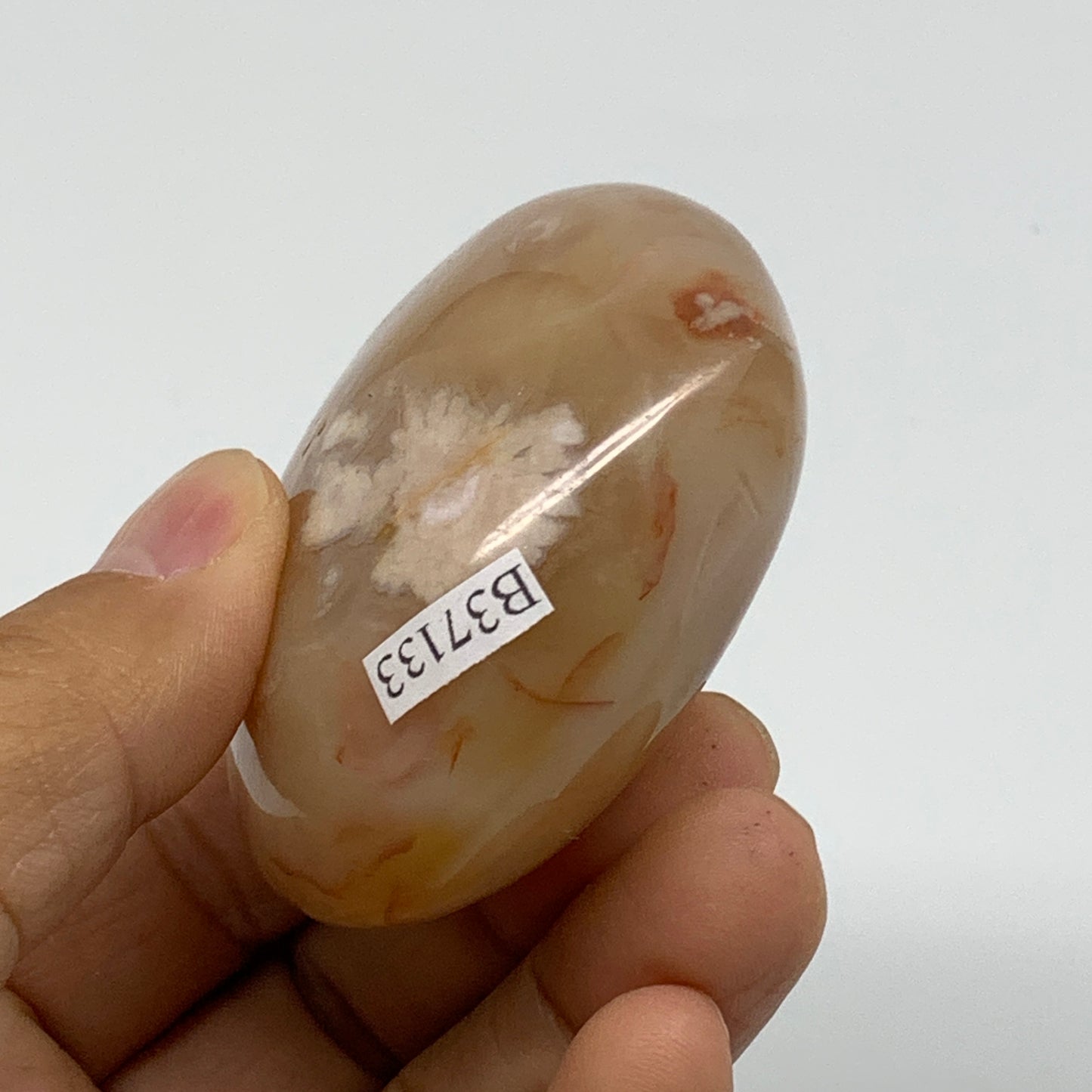 0.31 lbs, 2.2"x2.5"x1.2", Cherry Blossom Flower Agate Heart Crystal, B37133