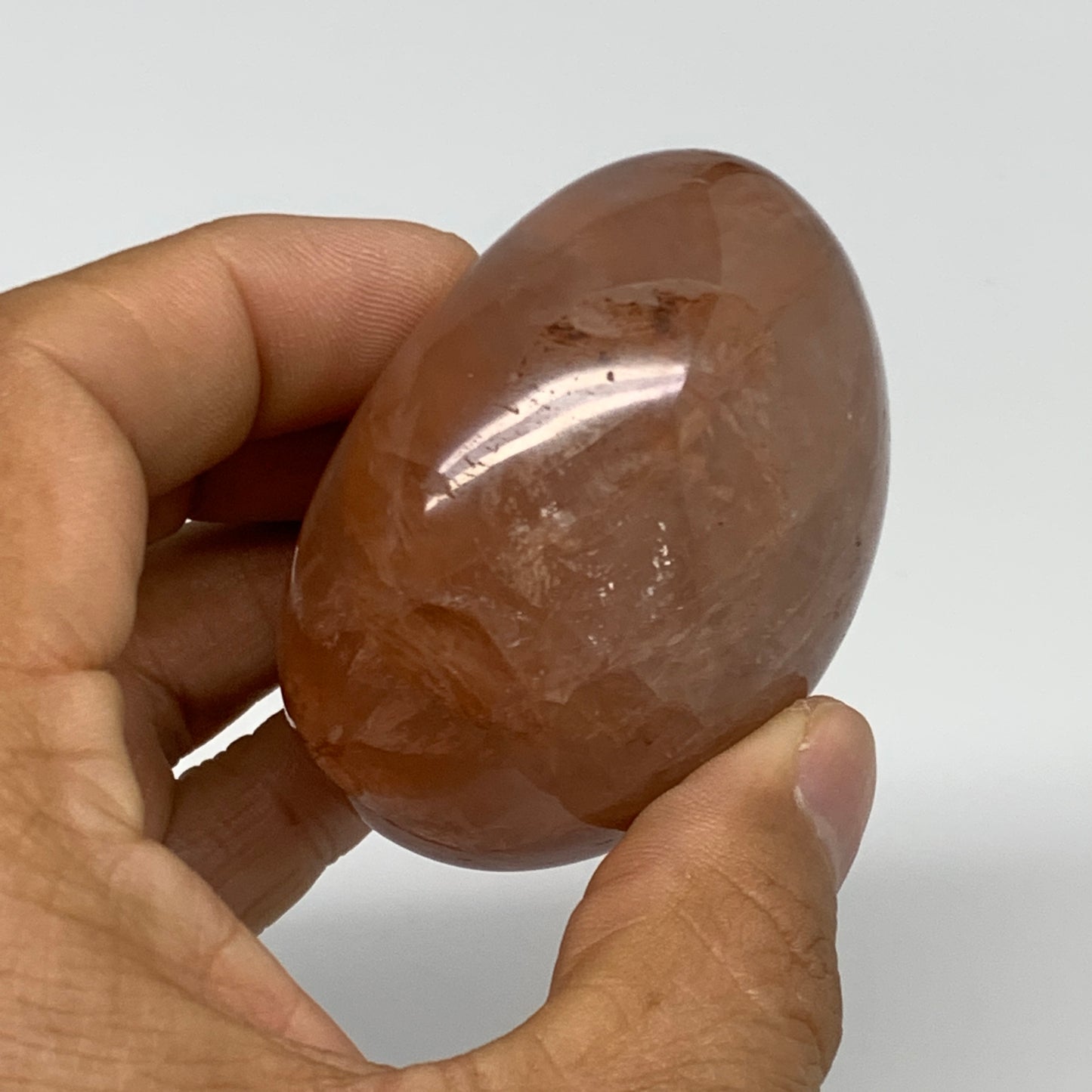 162.5g,2.3"x2"x1.5", Red Hematoid Fire Quartz Palm-Stone Crystal Polished, B3061