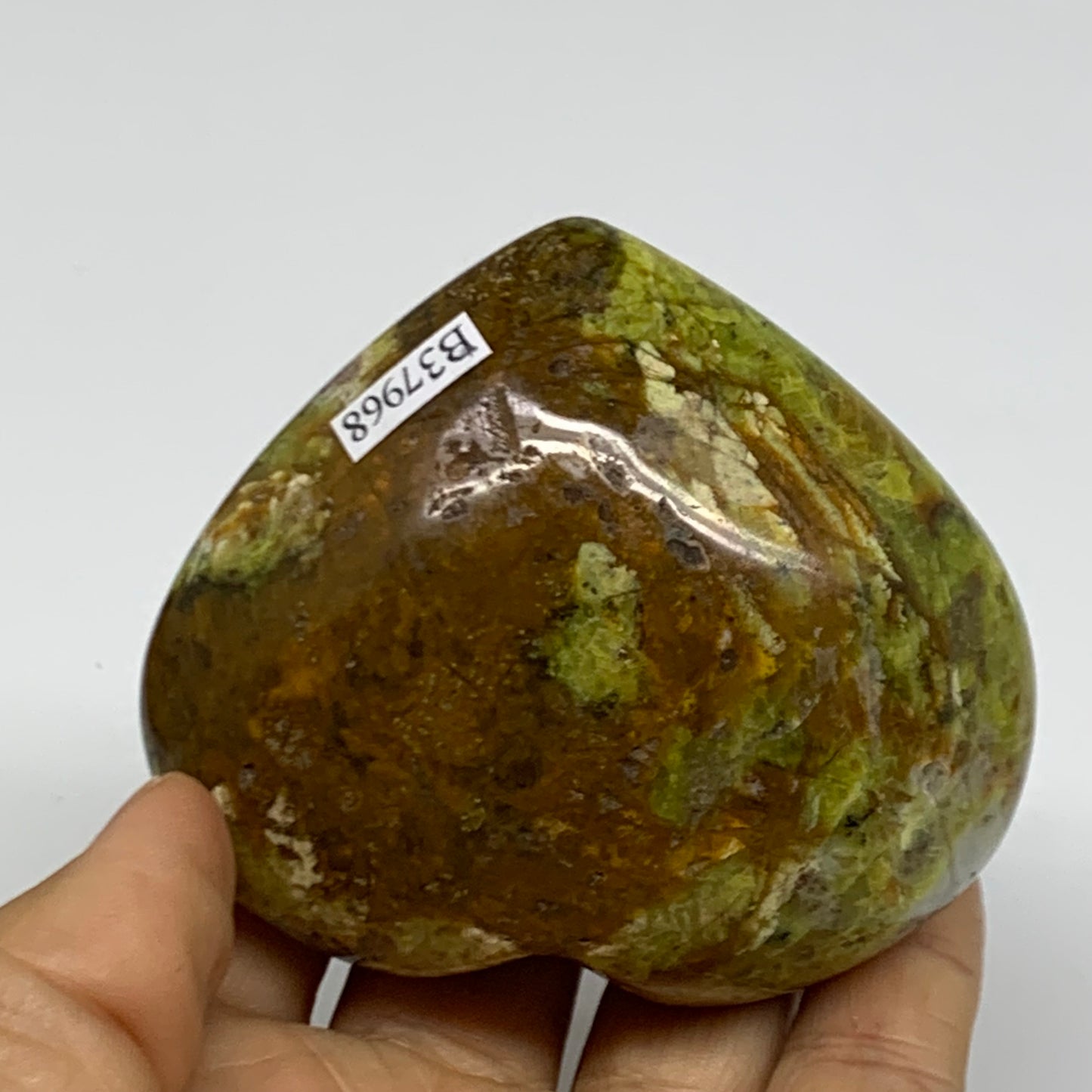 0.44 lbs, 2.5"x3"x1.4", Green Opal Heart Polished Gemstone Crystal, B37968