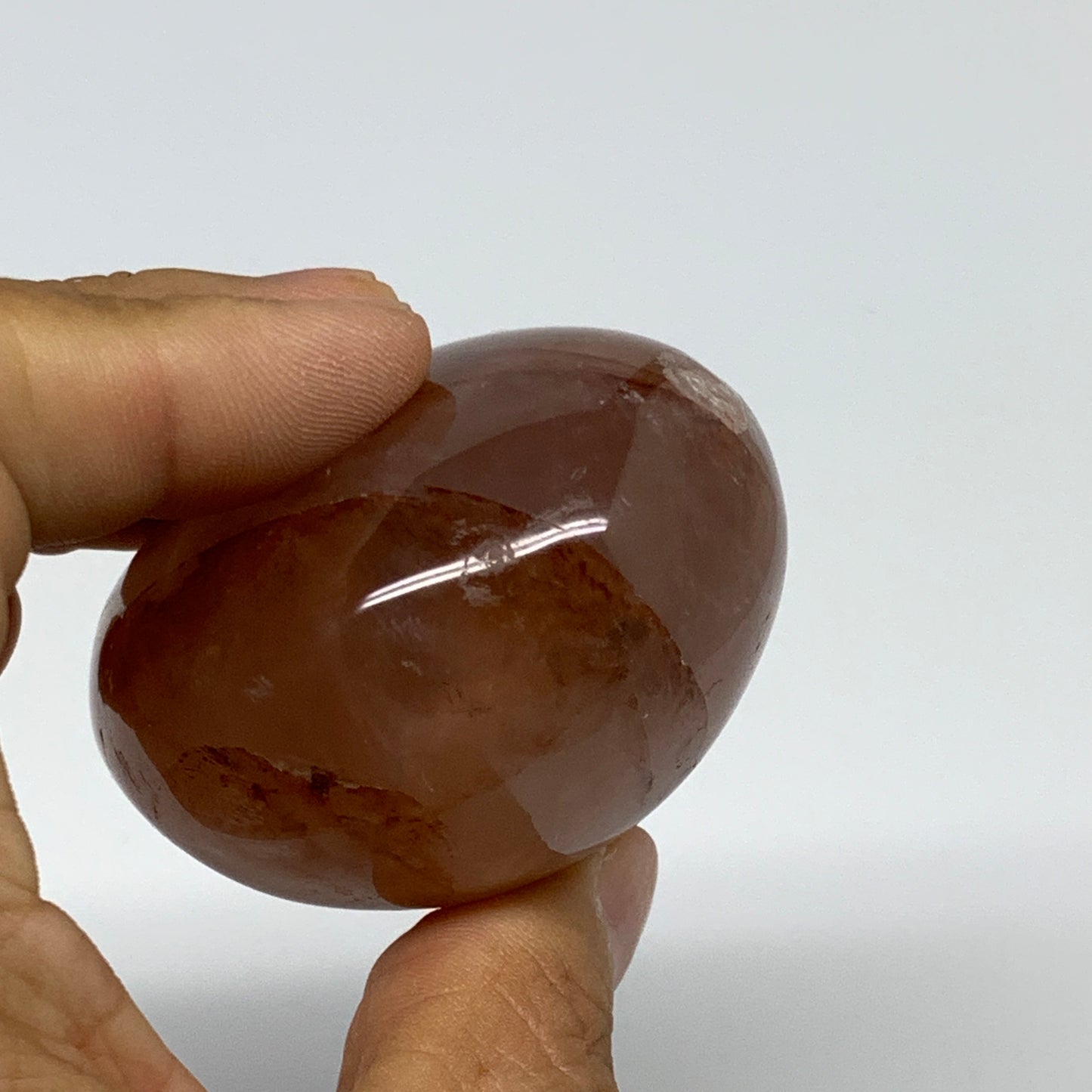 162.5g,2.3"x2"x1.5", Red Hematoid Fire Quartz Palm-Stone Crystal Polished, B3061