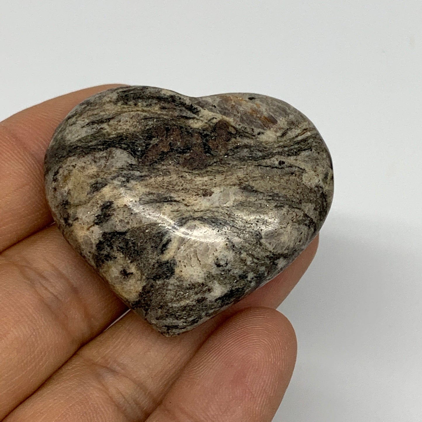 870g (1.91 lbs) , 20 pcs, 1.3"- 1.6", Wholesale Jungle Jasper Hearts, B25247