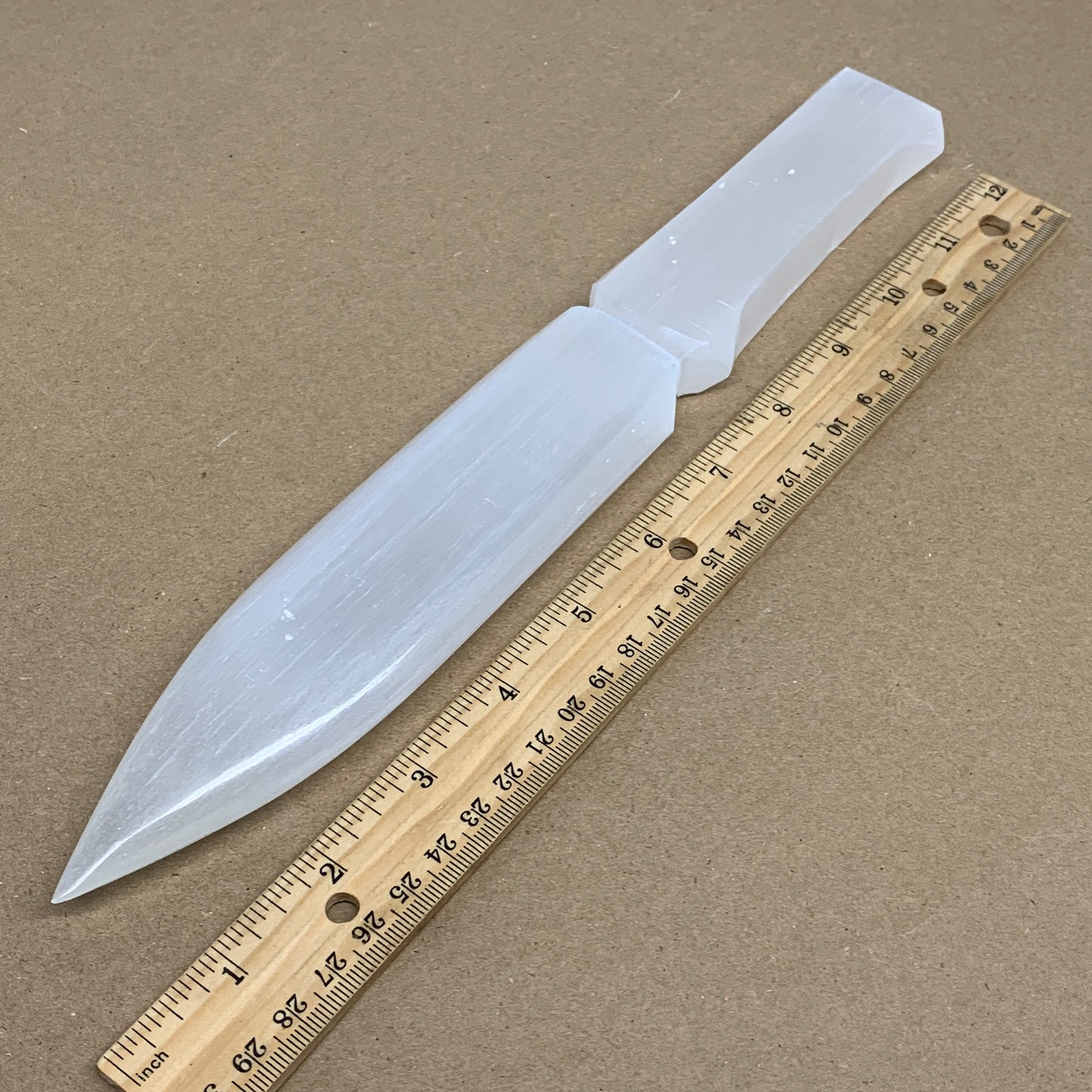 367g, 11.5"x1.6"x0.8", Natural Selenite Crystal Dagger (Satin Spar), B36232
