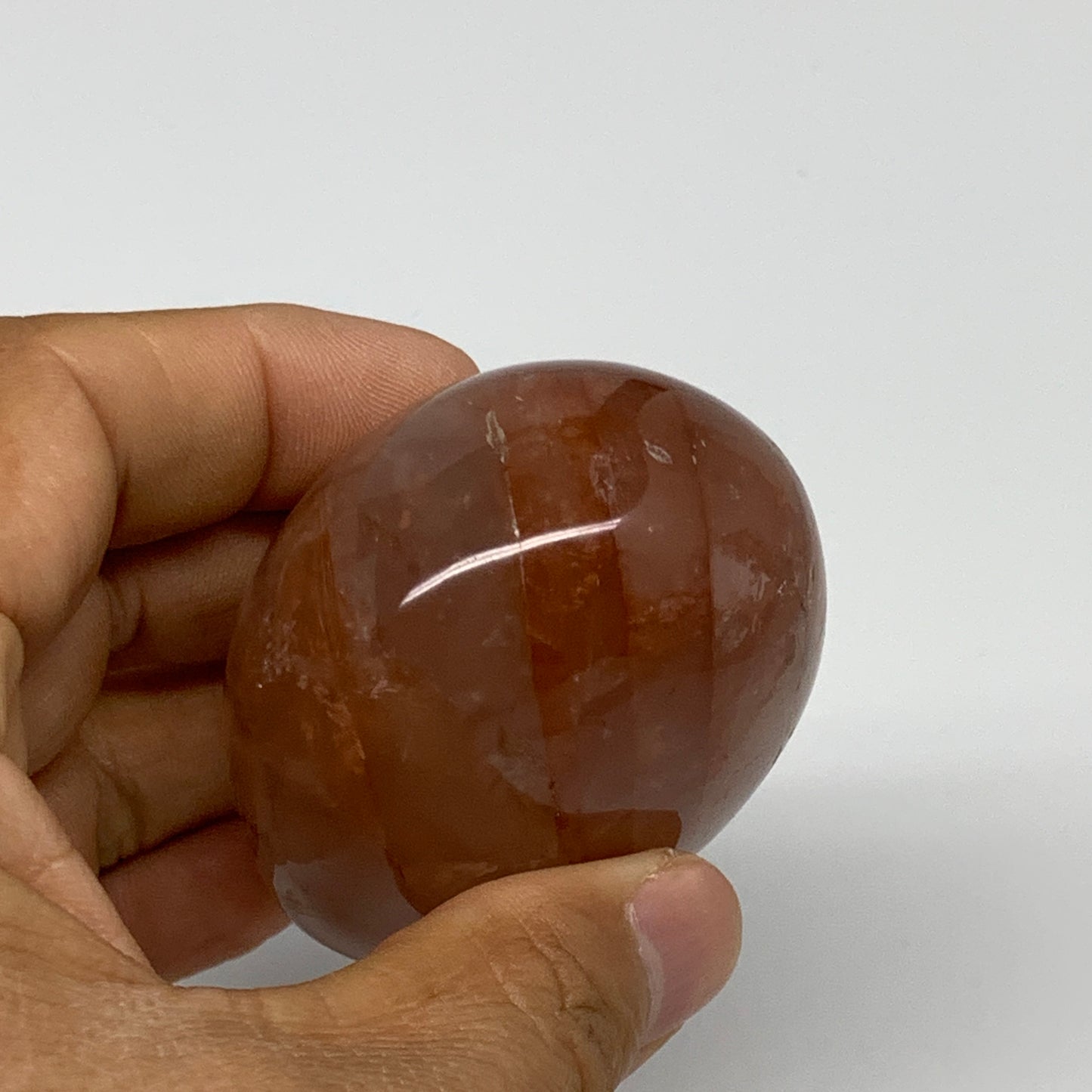 162.5g,2.3"x2"x1.5", Red Hematoid Fire Quartz Palm-Stone Crystal Polished, B3061